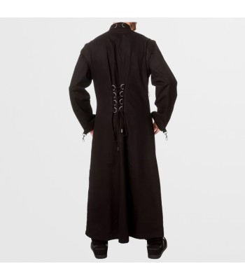 Men Gothic Black Trench Coat with Harness Straps | Transformable Punk Vest Jacket Men Gothic Black Trench Coat with Harness Straps | Transformable Punk Vest Jacket